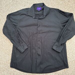 Tallia Shirt Men's XL 17.5 Inch Neck Black Dotted Button‎ Down